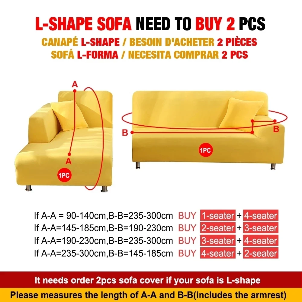 Velvet Sofa Cover Elastic Thick L Shaped Corner Sofa Cover for Living Room 1/2/3/4 Seater Stretch Cover for Sofa Couch Armchair 3