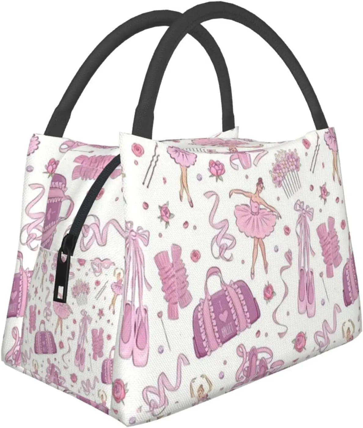 

Pink Ballet Dance Lunch Box Picnic Bags Dance Tote Insulated Portable Cute Container Meal Bag Dance Lunch Box for Picnic Shcool
