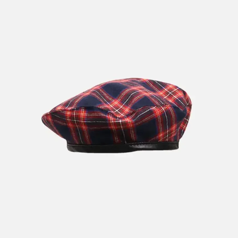 Women's Beret Hat Fashion Plaid Painter Hat Unisex Adult Vintage Autumn