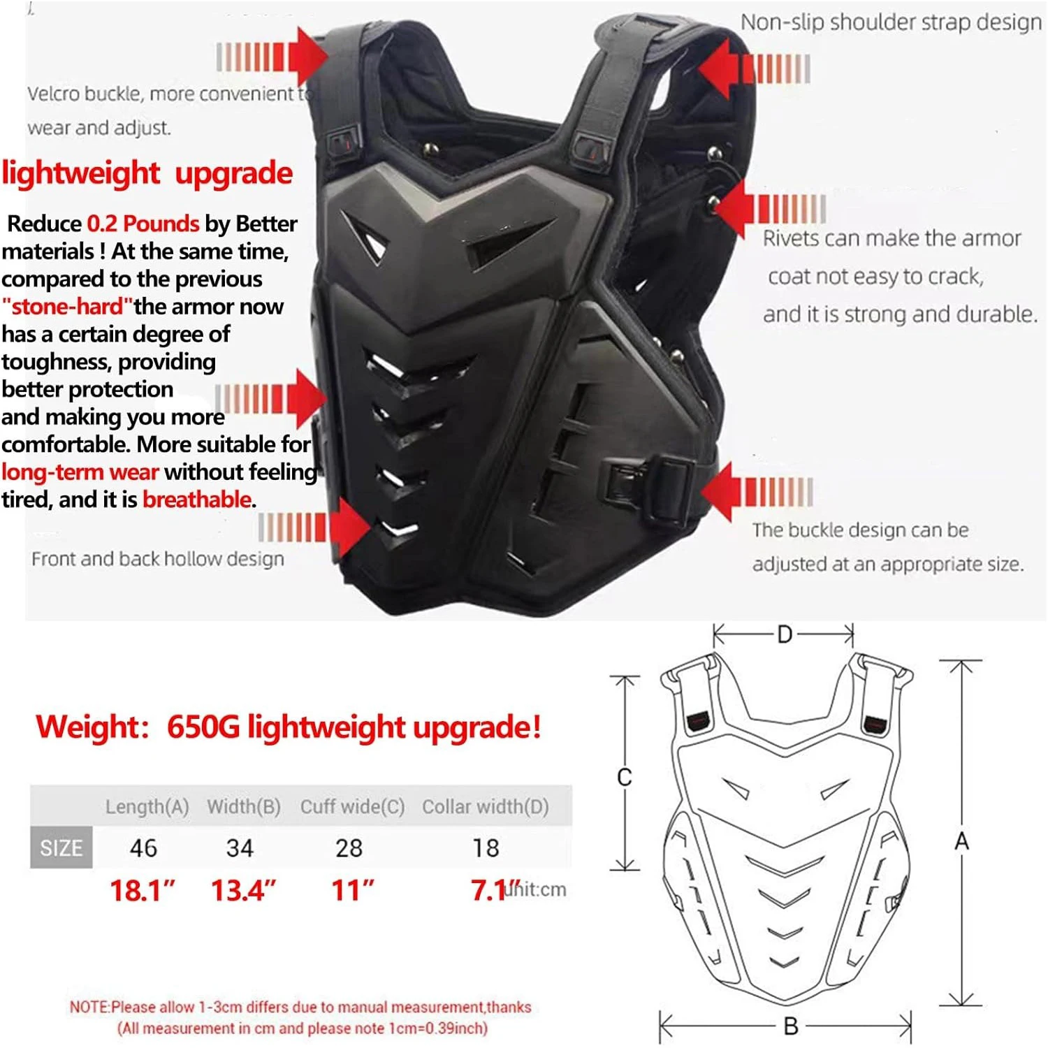 Black White Motocross Body Armor Motorcycle Jacket Motorcycle Moto Vest Back Chest Protector Off-Road Dirt Bike Protective Gear