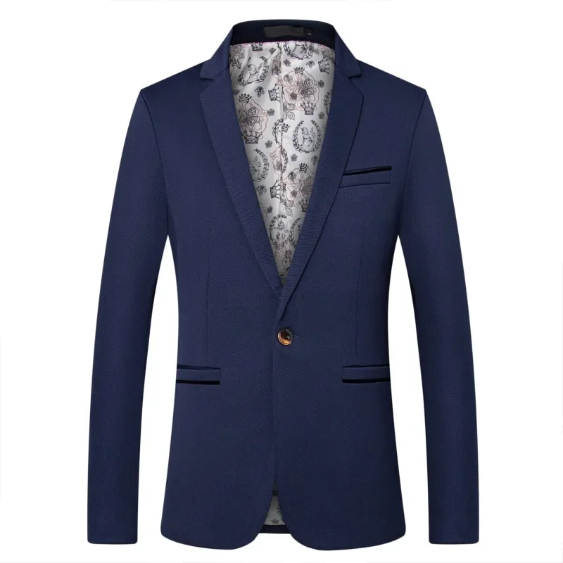 Casual Business Suit Men's Western-Style Jacket Plus Size Color Block Formal Wear Cross-Border Merchandise