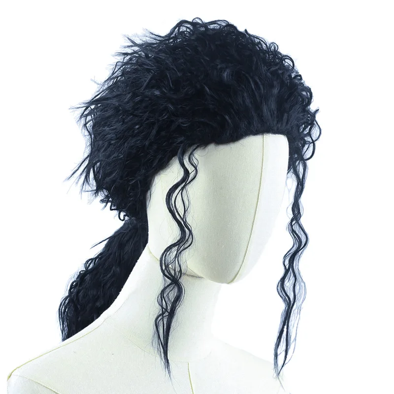 Generic Black Long Curly Heat-Resistant Synthetic Wig for Masquerade Events