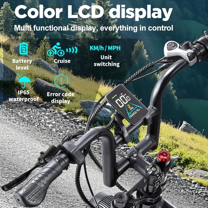 RANDRIDE YX20M-2 Electric Bike 1000W*2 Motor 20*4.0'' Fat Tires E-Bike 45km/h Max Speed 48V 20Ah Battery 50-60km Max Range