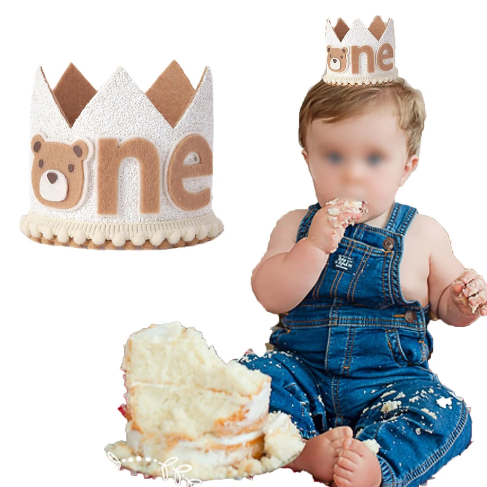 Kinder Teddybär Party Dekoration Filzhut Alles Gute zum Geburtstag Banner Folie Bär Nummer Luftballons Jungen 1. Geburtstag Babyparty Zubehör – Detail 14