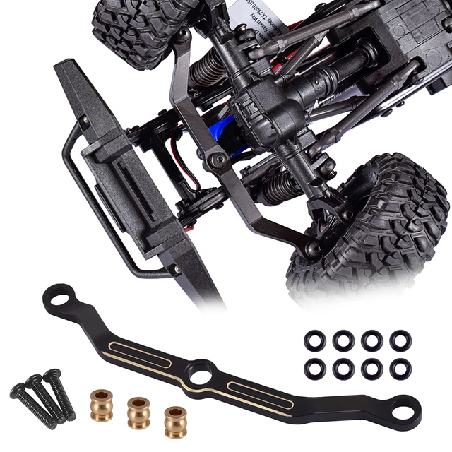 GLOBACT Aluminum & Brass Front/Rear Axle Set For 1/18 TRX4M Bronco & Defender - RC Crawler Upgrade Parts With Steering Blocks & Links (Red) - View #2