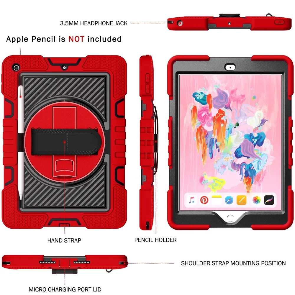 Capa para Ipad Air 10.9 10th 2023 10.2 7th 8th 9th Pro 11 2023 2023 9.7 2023 2023 Capa para Crianças à Prova de Choque Tablet Stand Cases - Imagem 2