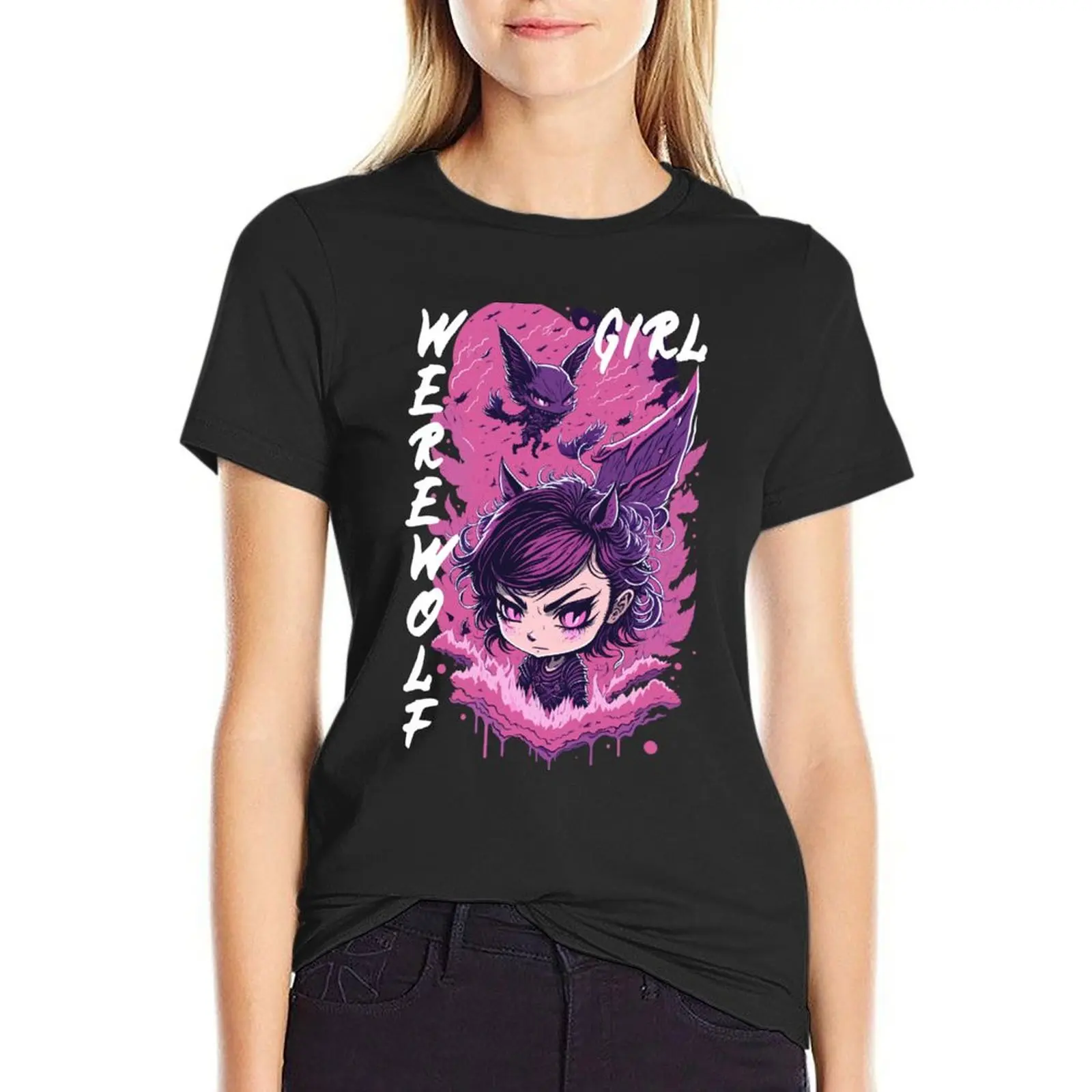 

Nimona-Werewolf girl-женская летняя одежда, женские хлопковые футболки