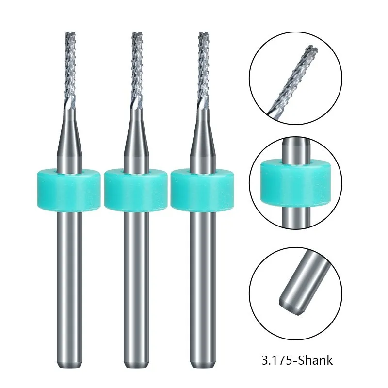 PCB Fresadora para Máquina de Gravura CNC, Carbide End Mill, 3.175mm Shank, CMCP, 10Pcs