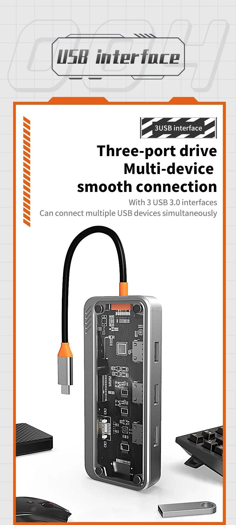 USB C Hub 10 in 1 Docking Station – Type-C Adapter with HDMI, RJ45 & VGA Ports