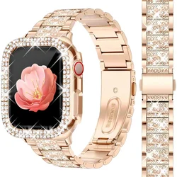 Elegant Diamond - Encrusted Metal Bracelet with Strap - 44mm series 654 Se (Rose gold 04)
