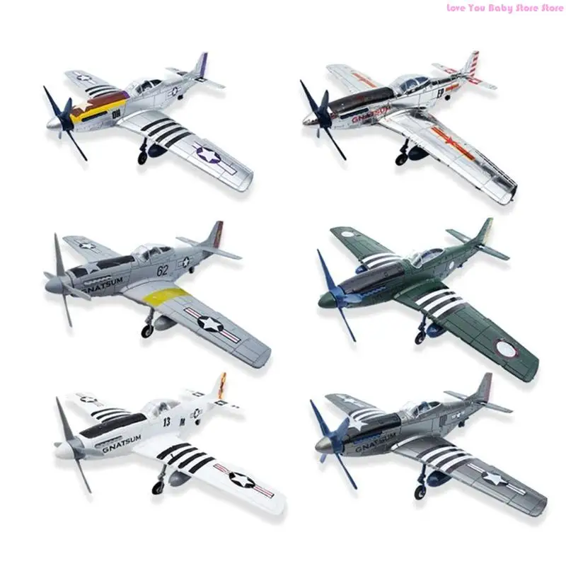 Six modèles d'avions de chasse 1:48 terminés, exposés sur une étagère avec leurs supports