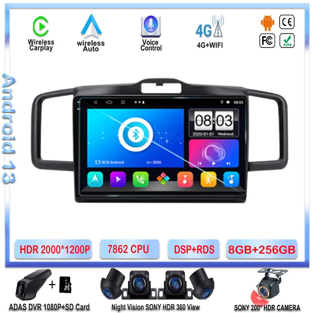 

7862 CPU Android 13 Car Radio DVD Multimedia Video Player For Honda Freed 2008-2016 Carplay GPS Navigation Stereo Head Unit 2DIN