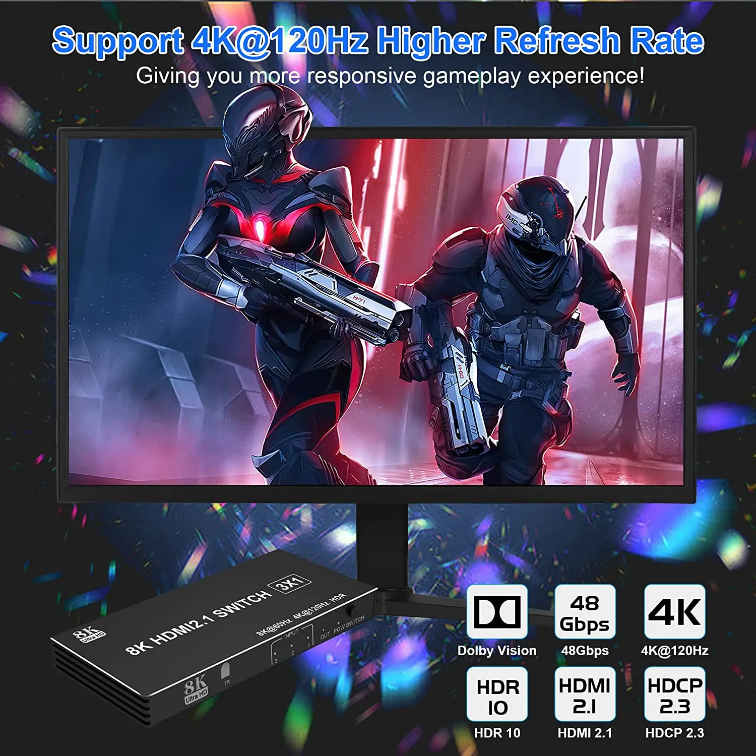 8K HDMI 2.1 ġ, 3x1, 4x1, 5x1, 4K, 120Hz HDMI ó, 5  1, 8K HDMI ġ ñ, 48Gbps, Dolby Vison (Xbox ø PS5 )