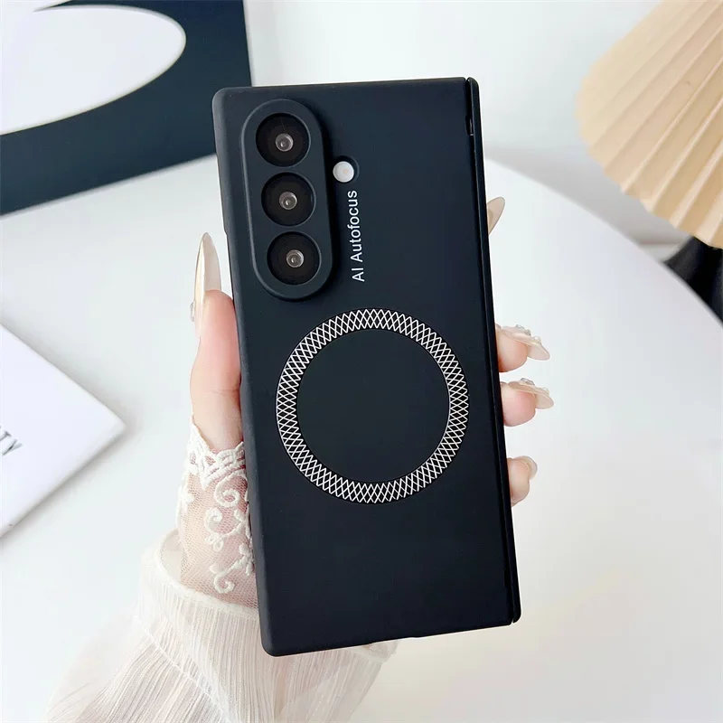 Magnetic Wireless Charging Phone Case with Tempered Glass Protector