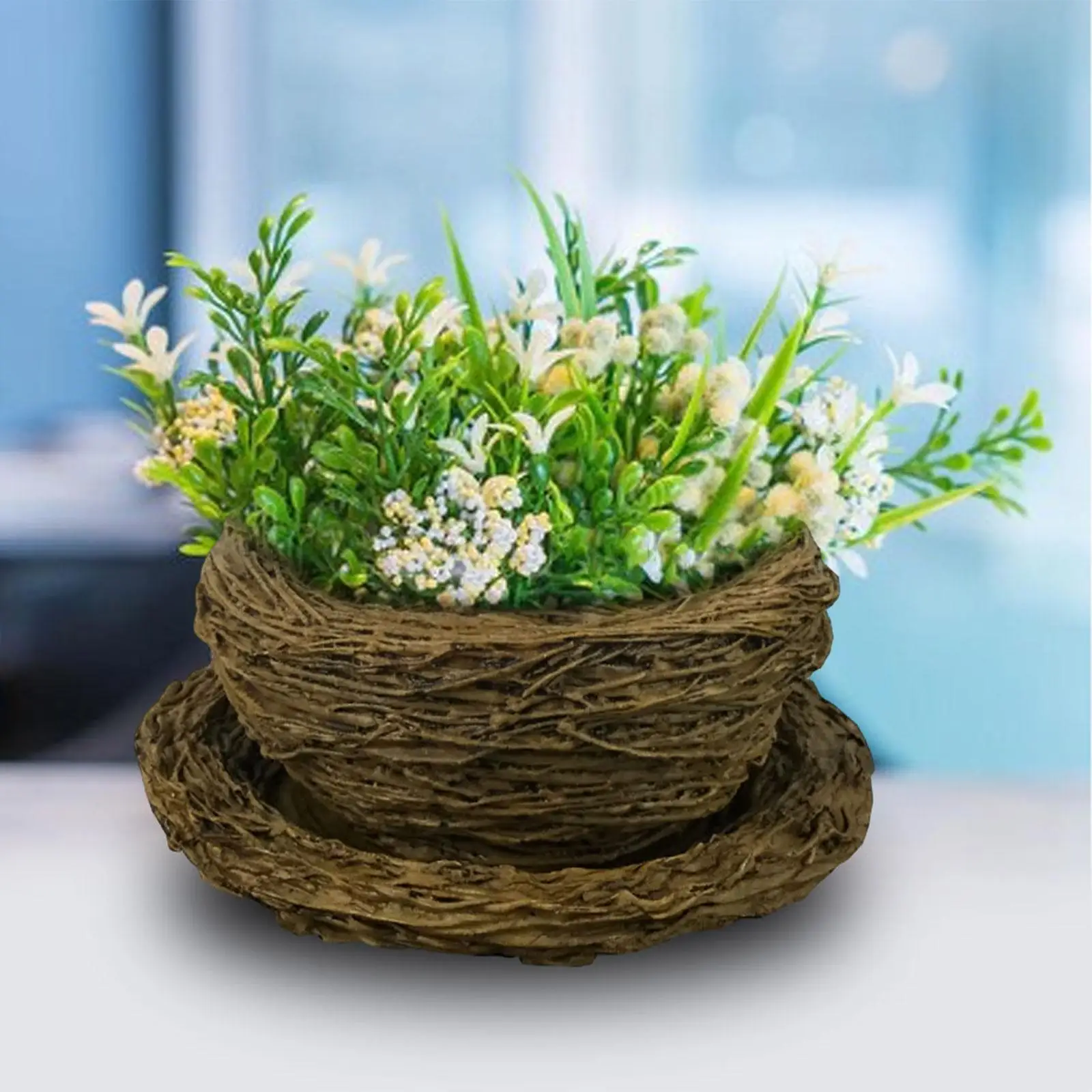

Bird Nest Planter Ornament Floral Arrangement Art Vase Flowerpot Bird Nest Planter Pot for Table Shelf Office Courtyard Home