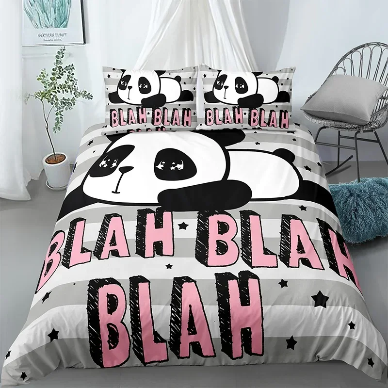 Panda Printed 2/3pcs Bedding Set Bamboo Duvet Cover For Adult Child Bedclothes And Pillowcases Comforter Covers Bed Sets
