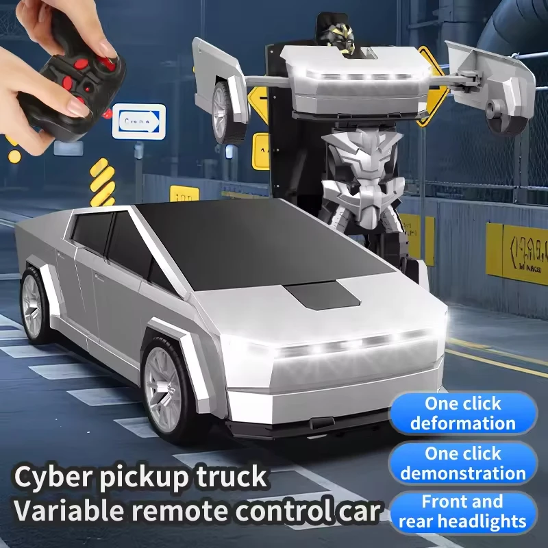 Auto Robot Telecomandata 2.4GHz con Trasformazione a un Clic, Luci LED e Rotazione a 360° ° Giocattolo per Bambini con Modalità di Rotazione e Deriva - immagine 4