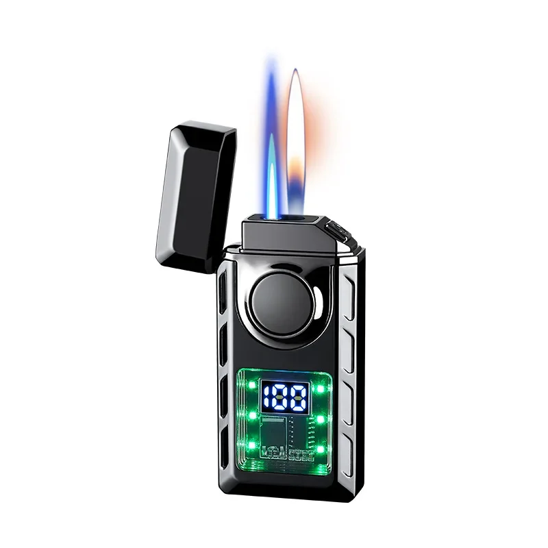 Fashionable Dual Flame Switch Gas Lighter, Digital Display, Arc Ignition, Smart Type-c Rechargeable Lighter, Creative Men's Gift 6