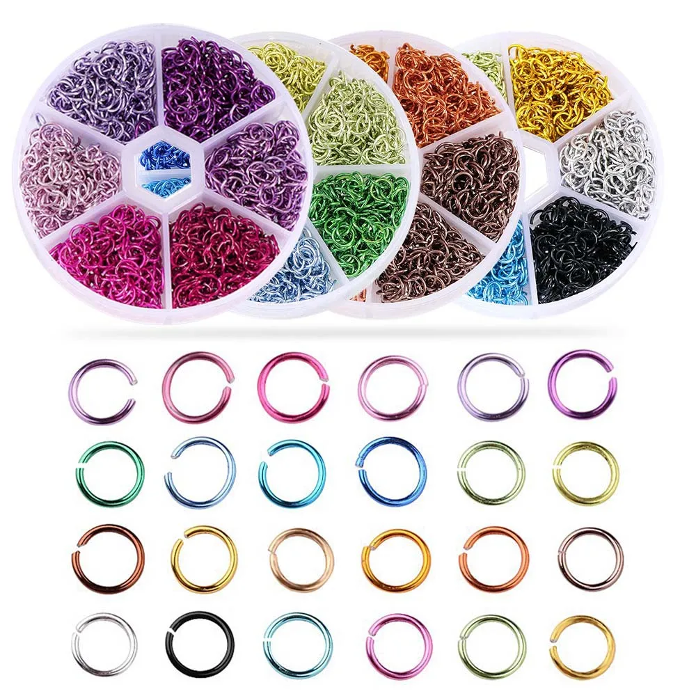 1000Pcs Mix Color Nail Ciondola Ring Box Imballato 6Mm Punk Lega Di Alluminio Piercing Jewelry Connect Hoop Nail Art Lega Anello Charms
