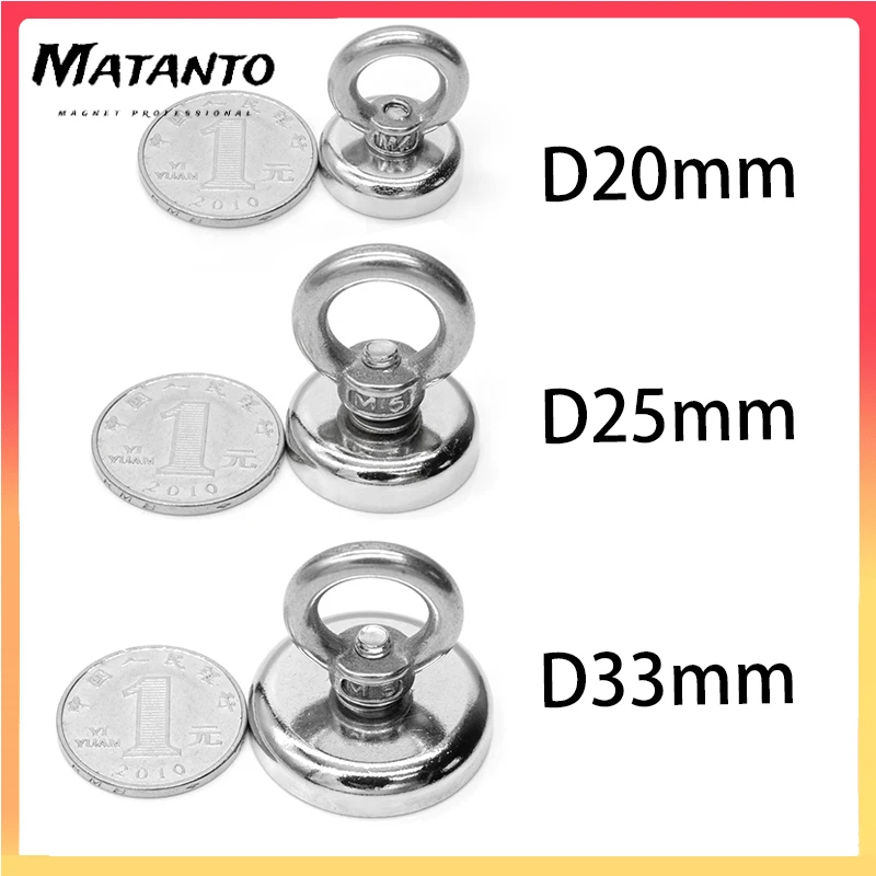 

1-10pc Super Strong Neodymium Fishing Magnet with Countersunk Eye Bolt Heavy Duty Rare Earth Magnet for Salvage Magnetic Fishing