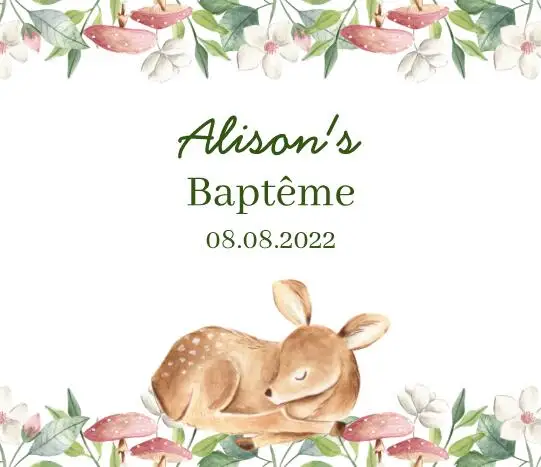 thumbnail image 1 of Personaliza tus fotos LOGO pegatina botella de champán, etiqueta botella de vino, nombre personalizado Cumpleaños bautismo animal bosque profundo, 1 of 5