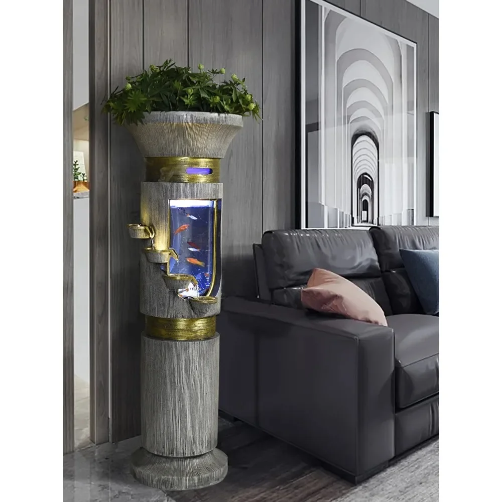 

Creative Nordic Living Room Water Fountain Fish Tank Modern Light Luxury Home Decorations Floor Ornaments
