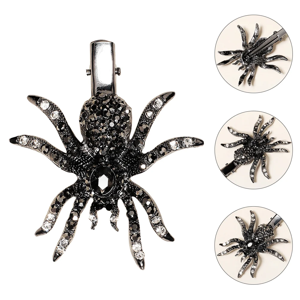 

Hair Clip for Gothic Sparkling Rhinestone Spider Hair Barrettes Masquerade Accessory