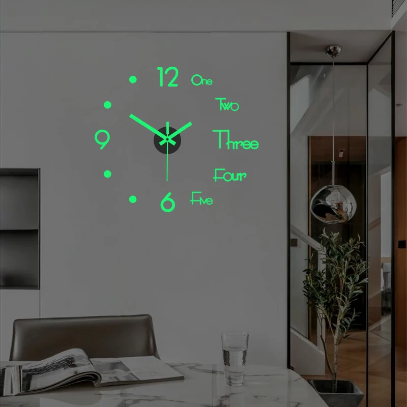

3D Wall Clock Luminous Frameless Wall Clocks Modern Design Wall Stickers Silent Clock for Living Room Office wall Bedroom Decor