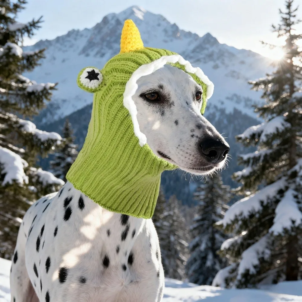 Cute Warm Dog Head Cover Soft Cartoon Pet Knitted Hat Comfortable Fashion Dog Decorative Hat For Dogs