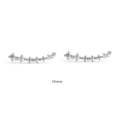 925 Sterling Silver Dainty Cubic Zirconia Earring Climber Long Line Shape Ear Crawlers Stud Earrings Women Party Jewelry