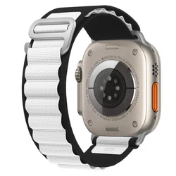 Durable Nylon Alpine Loop Strap - 46mm 44mm 45mm 49mm (Black white)