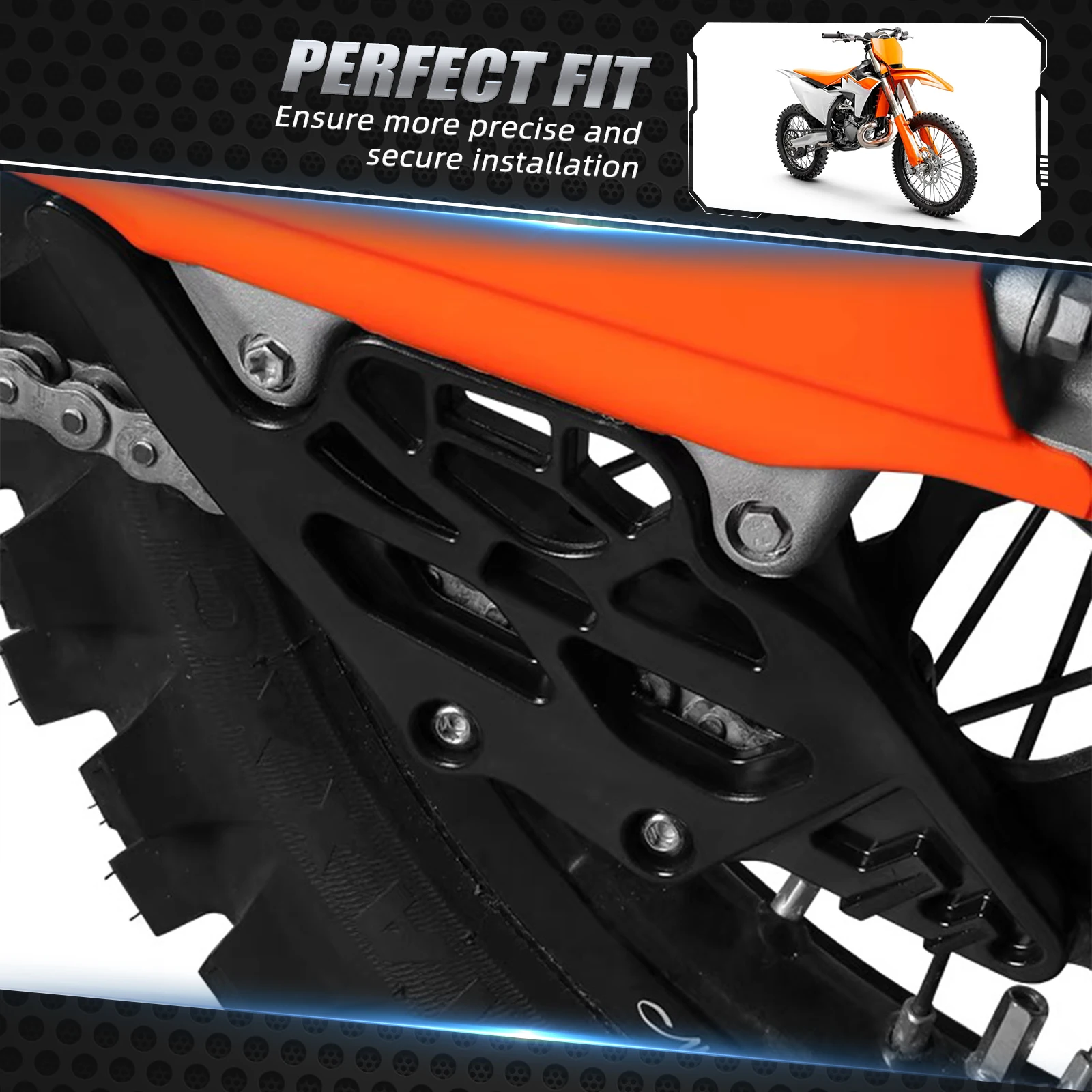 Für KTM 2024 EXC 300 EXCF 350 EXC-F 500 EXC 150 Motorrad Hintere Kettenführung Schutz SX 125 SXF 250 SXF 450 XC XC-F 2023-2024 – Detail 5