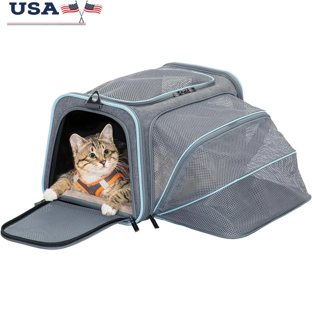 Soft Cat Carrier Airline Approved Expandable Pet Carrier Foldable Lightweight Travel Cats Dogs Rabbits with Removable