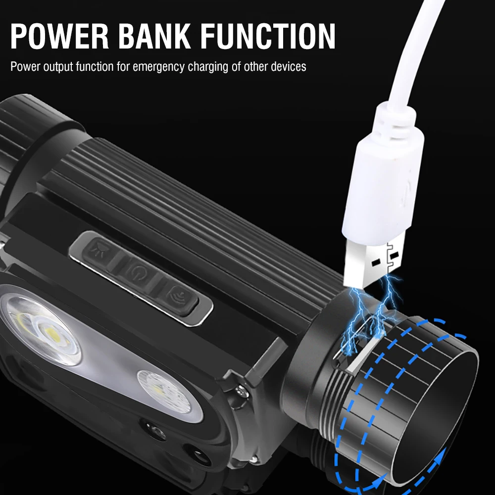 Headlamp USB LED Rechargeable 3 Modes Induction Headlight 18650 Battery XHP50 Flashlight Night Outdoors Camping led lights