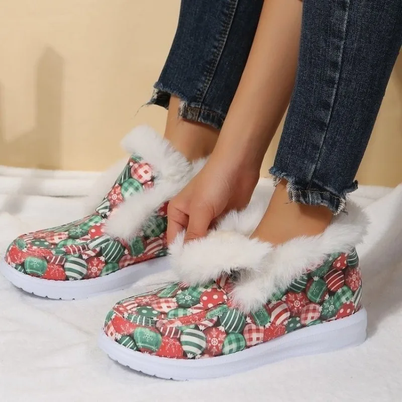 

Women's Winter Ankle Boots Ladies Casual Comfort Warm Furry Quilted Cotton Shoes Woman Flat Snow Boot Footwear Botas De Mujer