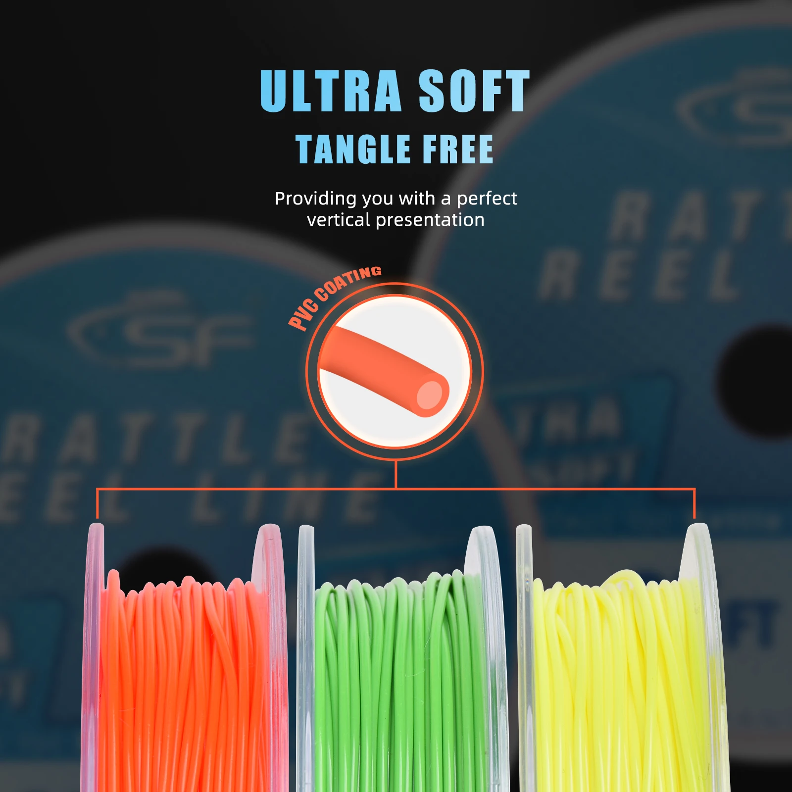 SF Soft Rattle Reel Line Ice Fishing Line Assorted Color Level Line for  Rattle Reels Tip Ups 65/75/100FT 35LB Sink - AliExpress