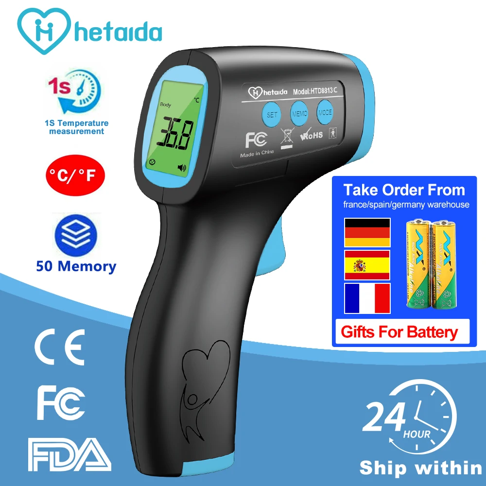 

hetaida 8813 Multi-function Non-contact Infrared Digital Thermometer Rapid Measurement Tool of Body Fever Forehead Themometer