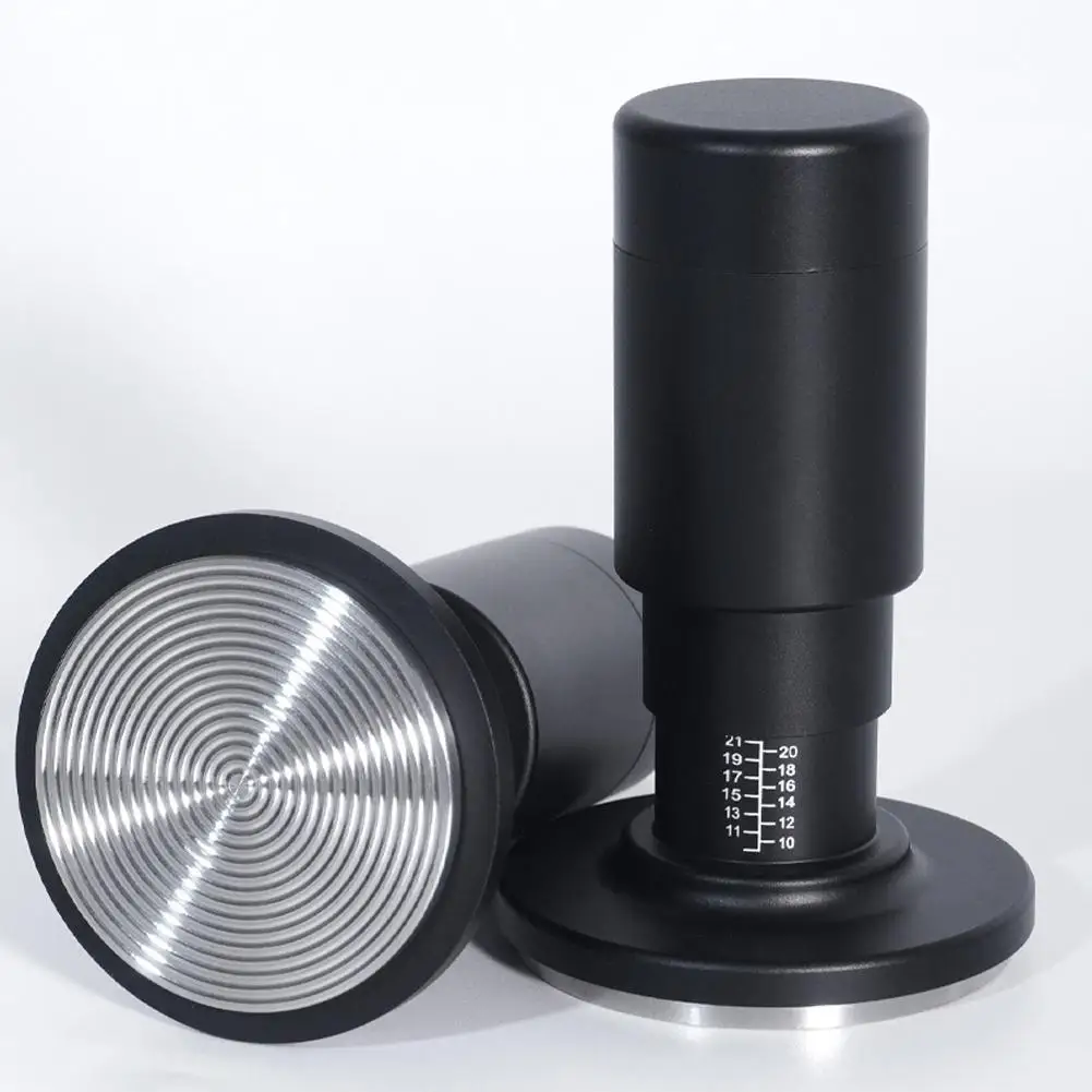 

51mm/53mm/58mm Black 304 Stainless Steel 2 In 1 Coffee Tamper With WDT Tool Adjustable Height Clear Scale Barista Tools