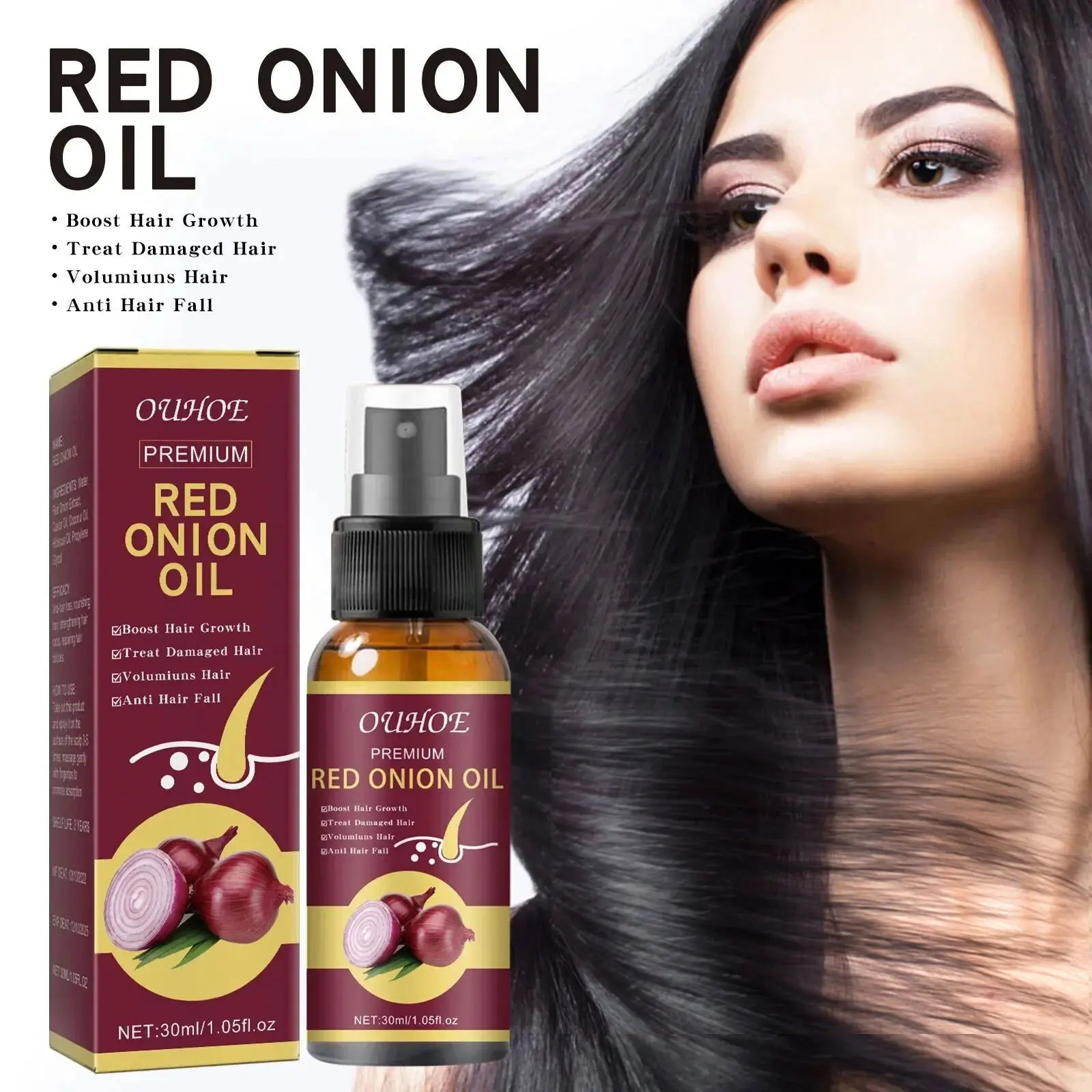 Hair Growth Serum Hair Growth Spray Hair Growth Serum Spray Prevent Hair Loss Scalp Treatment Improve Alopecia Strengthening Anti Dry Frizz Red Onion Essential Oil