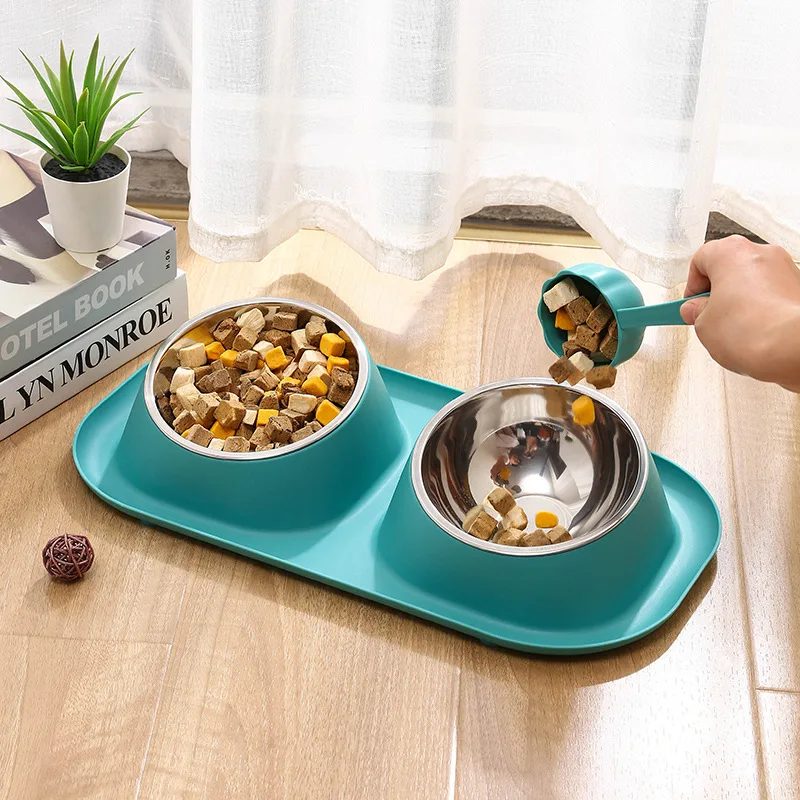 1pc Stainless Steel Double Cat Dog Bowl Cat Food Container Non-slip Base Pet Water Feeder Tilt Safeguard Neck Puppy Cats Bowls 1pc Stainless Steel Double Cat Dog Bowl Cat Food Container Non-slip Base Pet Water Feeder Tilt Safeguard Neck Puppy Cats Bowls