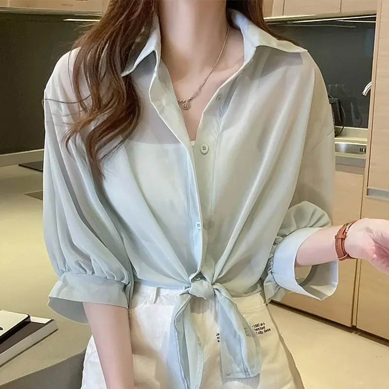 여성용 크롭 자외선 차단 의류, 가디건 재킷, 쉬폰 경량 아우터, 탱크 원피스, 여름 패션, 2023 신상