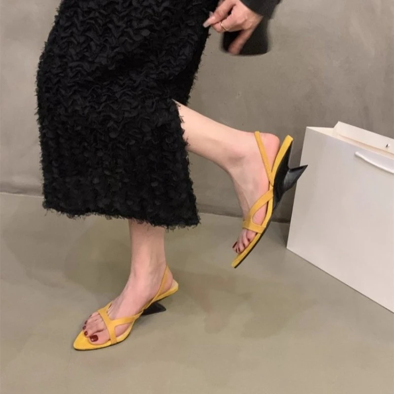Leopard High Heels Sandals Women Slippers Pointed Toe Summer Shoes Trend Brand Sexy Slingback Designer Woman Pumps Dress