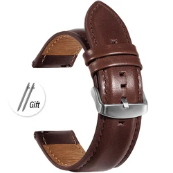 Luxury Genuine Leather Vintage Cowhide Watch Band with Quick Release - 22mm (Red Brown)