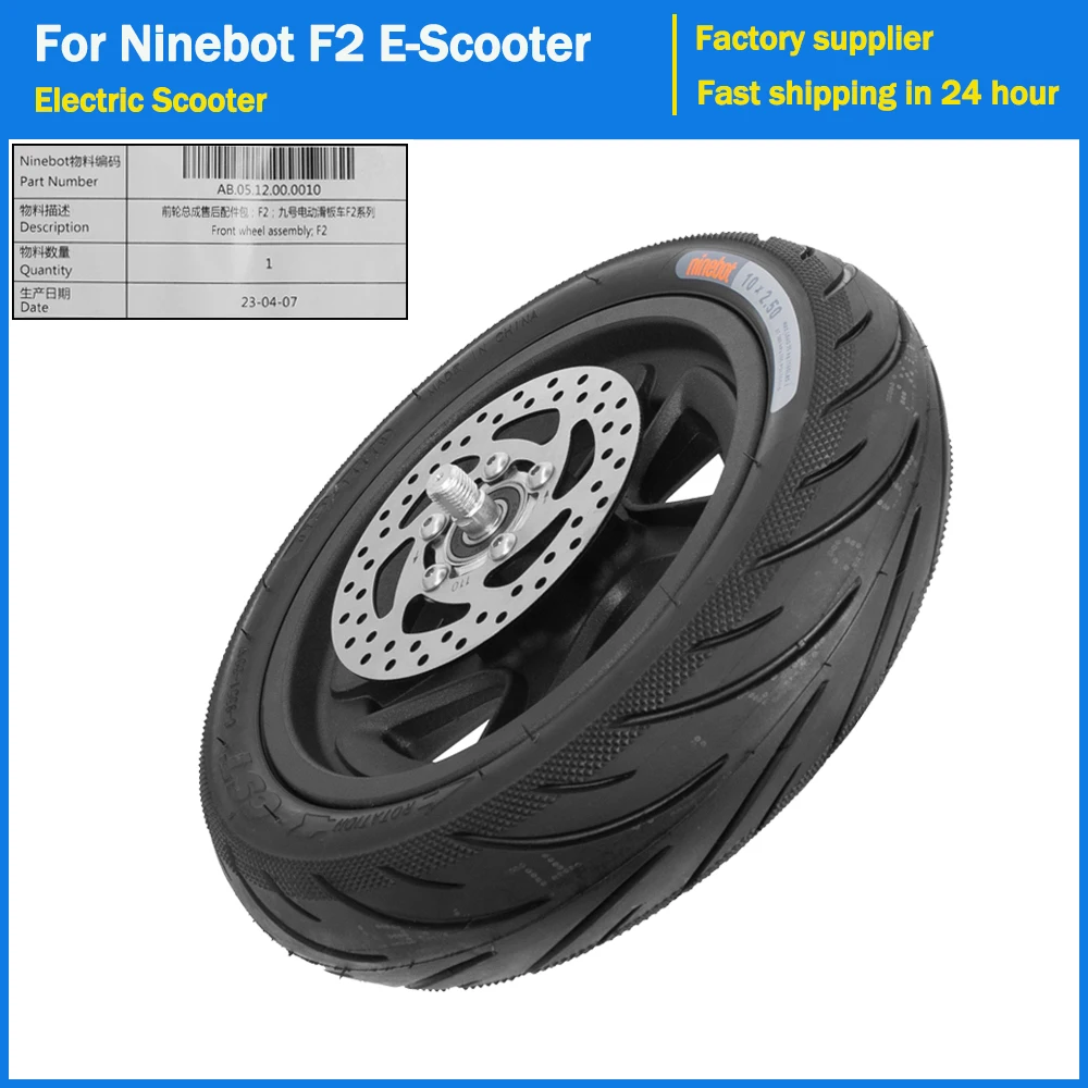 

Original Wheel for Segway Ninebot F2 Electric Scooter 10 Inch Front Wheel Hub with 10x2.5 Vacuum Tire Assembly Kickscooter Parts