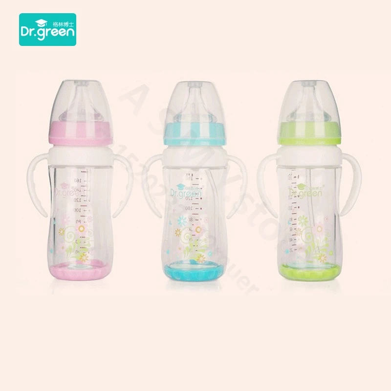 Dr.Green  Wide Mouth Bottle Newborn baby bottle Explosion-proof and drop-proof glass 220mL/180mL Washable Bottles 3