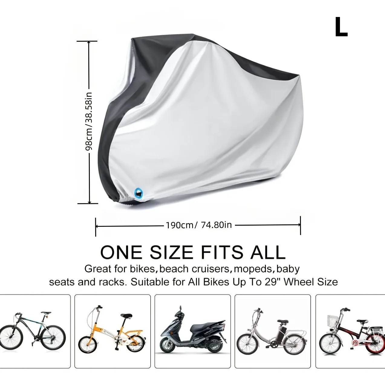 Waterproof Anti-UV Dustproof Outdoor Bike Cover with Lock Hole (Sizes S-XL)