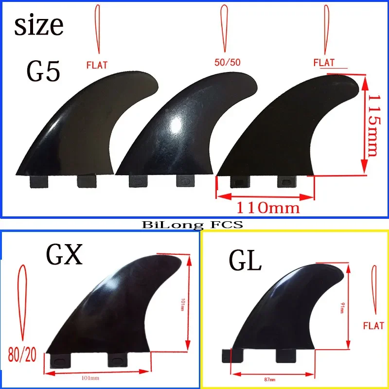 BiLong FCS Surfboard Fins Tri Quad Five Fin a Set Nylon + Fiber  Hot Sell surf Fin  Paddle Board  wakeboard 2