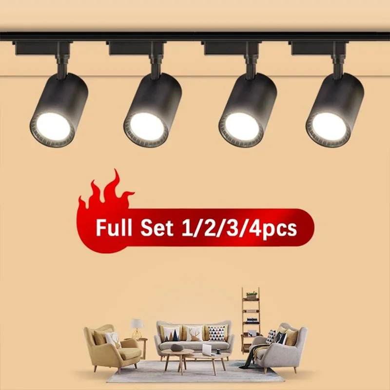 Full Set Led Track Light Spot Light Fixture 12/20/30/40W Track Lighting Rail Spot Led Lamp For Living Room Clothing Store led track light