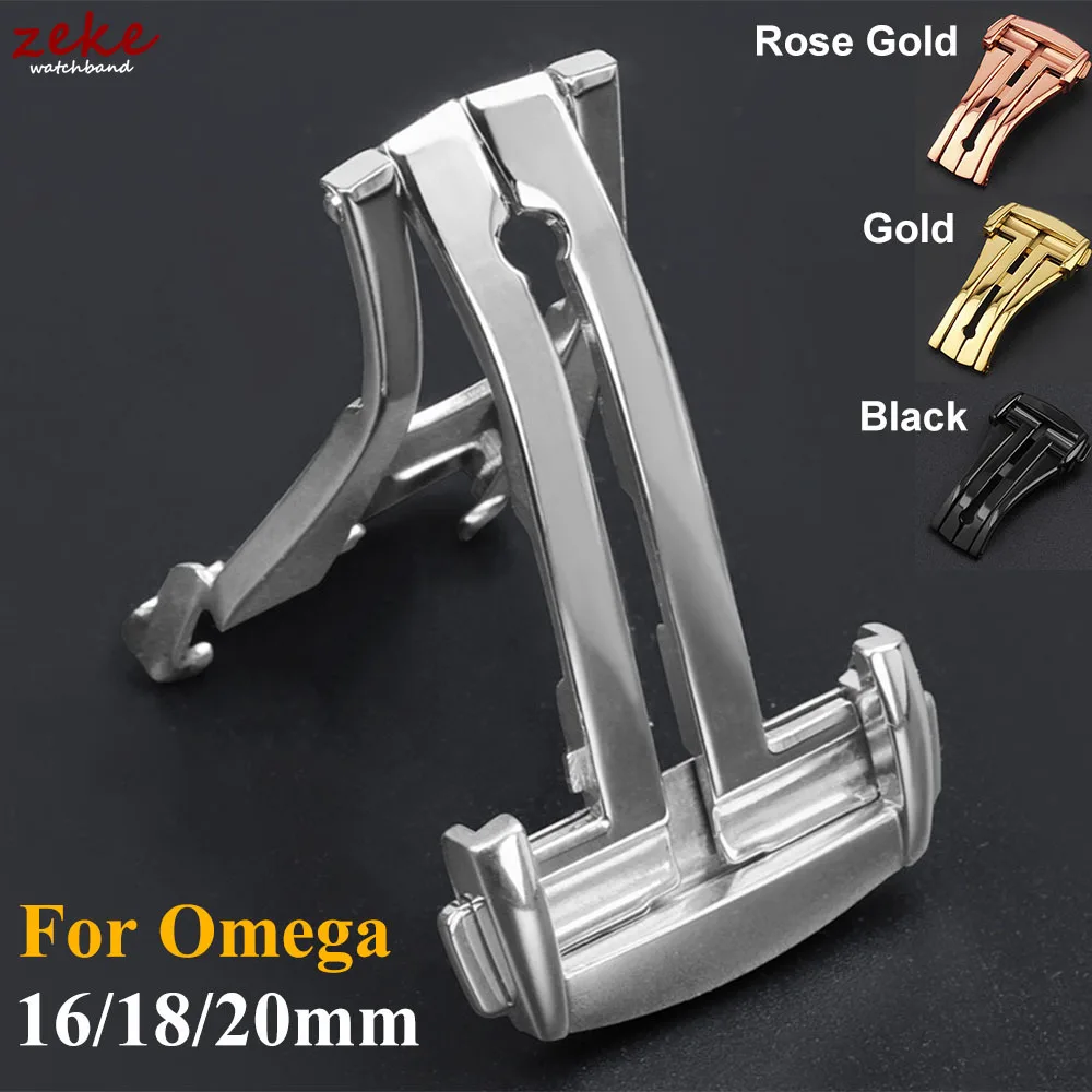 Stainless Steel Deployment Clasp Folding Watch Buckle Strap Butterfly Button for Seamaster Speedmaster 16mm 18mm 20mm for Omega