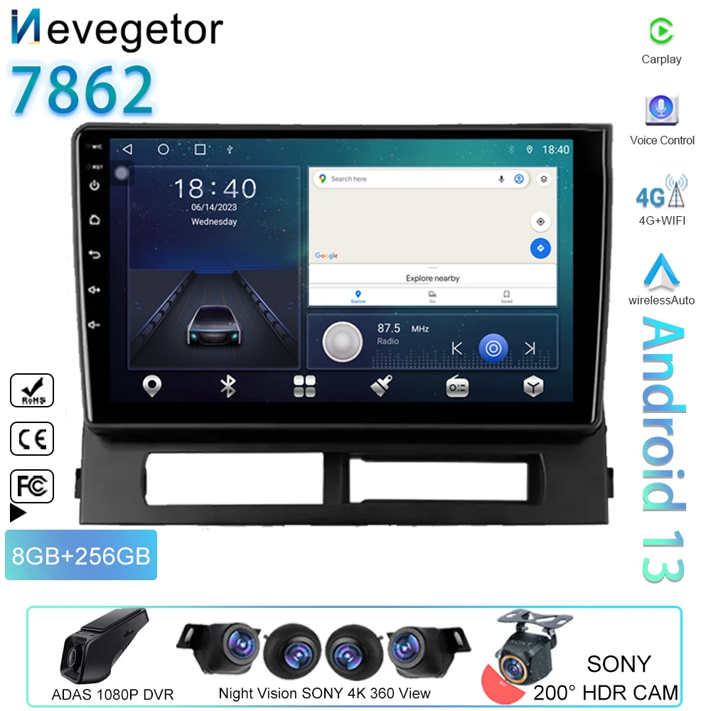

Android Auto For Toyota Prius XW20 II 2 2003 - 2011 Car Radio Multimedia Video Player Navigation GPS 5G WIFI No 2din 2 din dvd